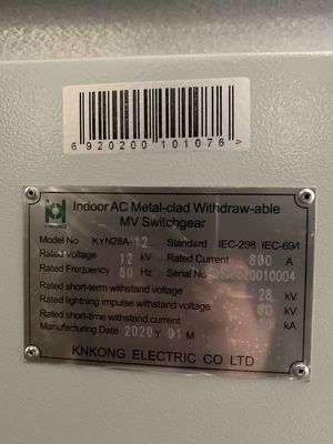 صفحه کلید سوئیچ KYN28A-12 Lv تابلو برق 6KV قابل برداشت